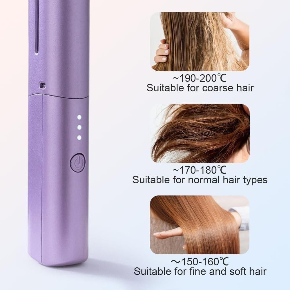 Meneflix Portable Mini Hair Straightener – Cordless, Rechargeable, Adjustable Hot Comb